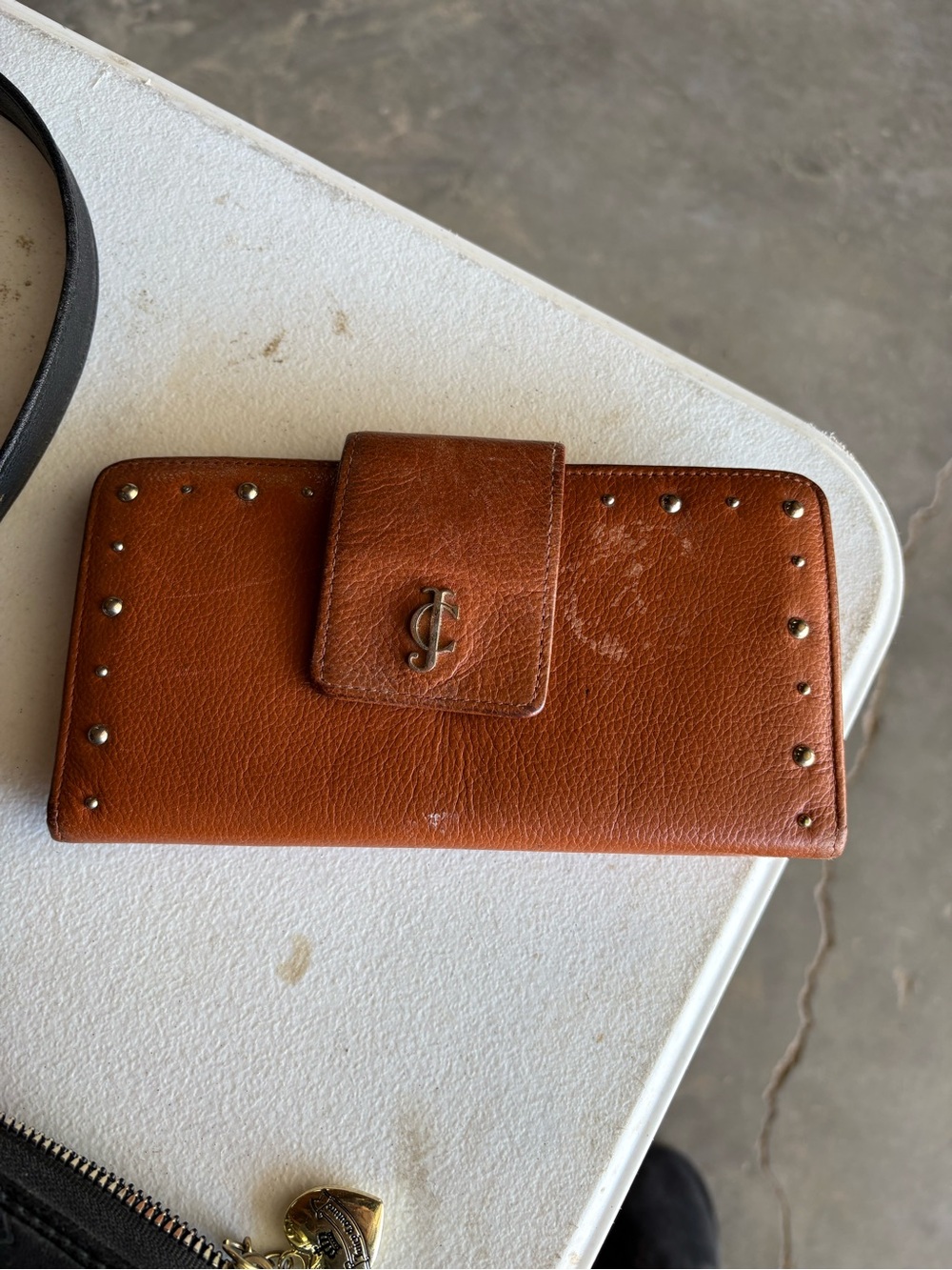 Juicy Couture Tan Brown Studded Leather Wallet